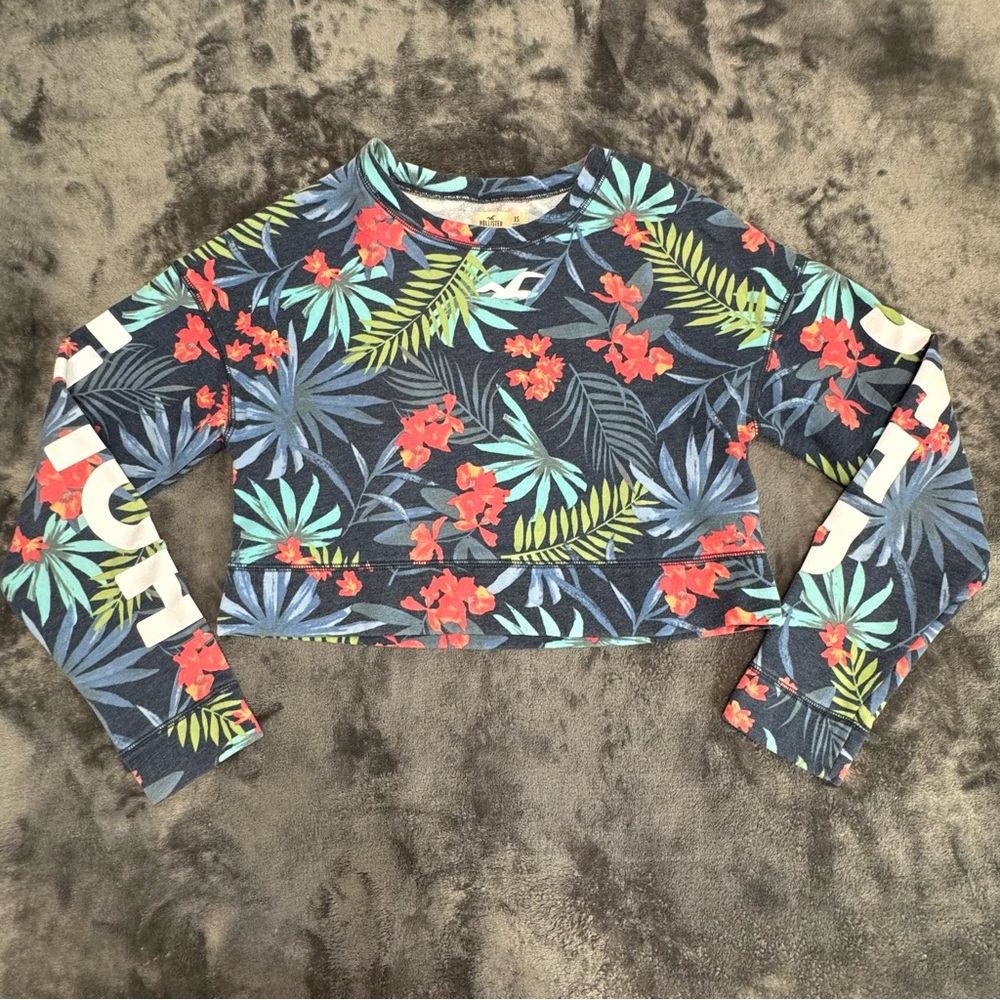 Hollister Floral Crop Top - Blue